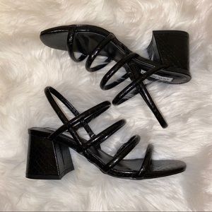 Steve Madden Black Snakeskin Block Heels